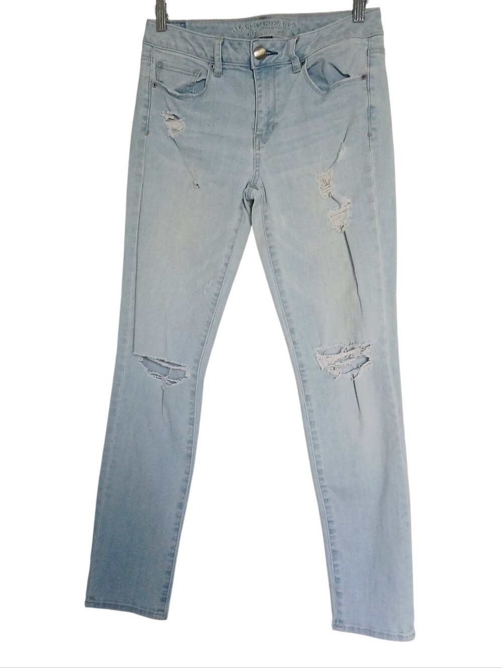 AE Light Blue Distressed Women's Skinny Jeans Regular 10